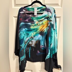 Chico's Vibrant Abstract Women's Drape, L/XL